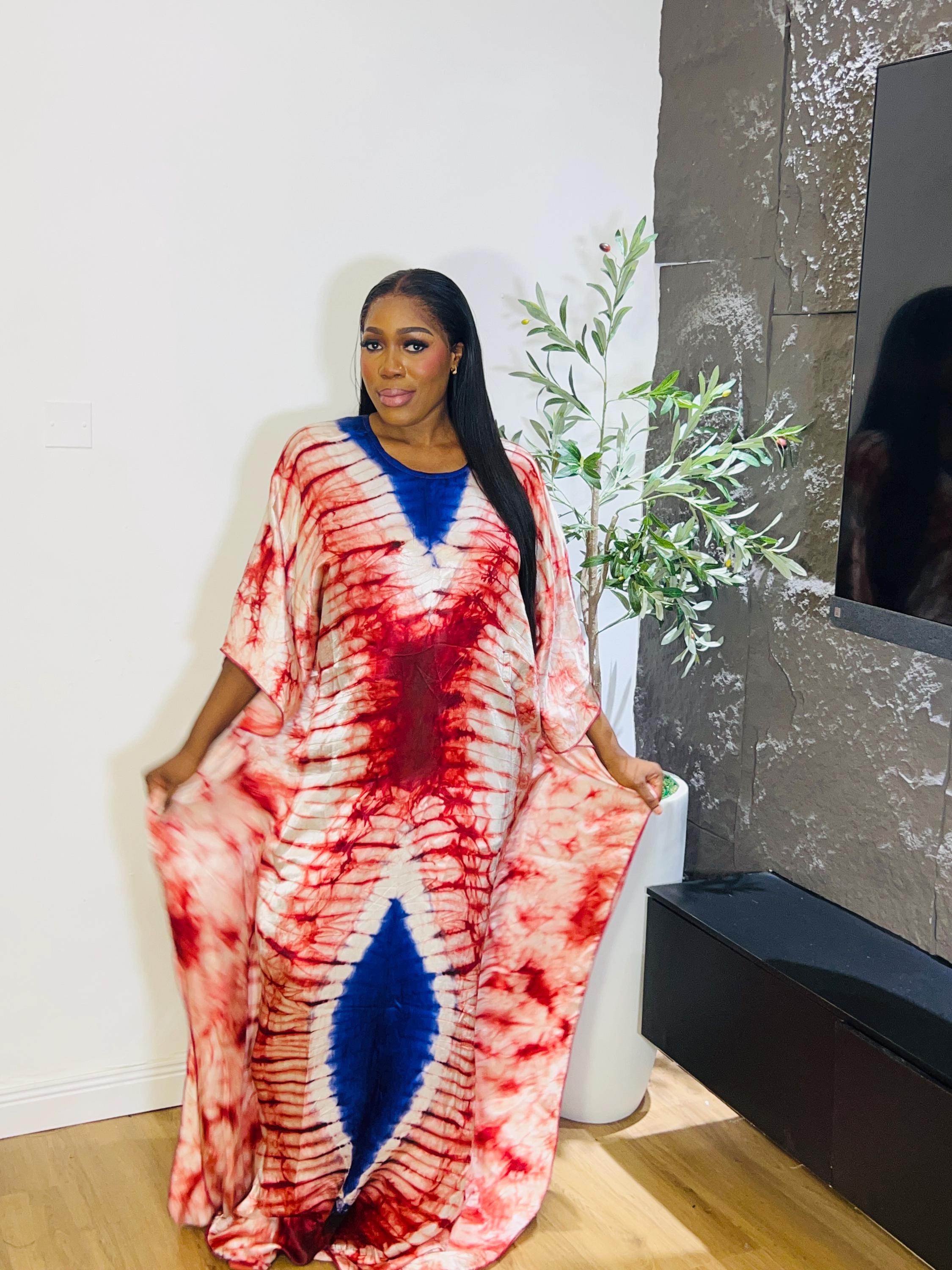 Handmade Silk Adire Bubu Dress: African Tie-dye Kaftan - Etsy