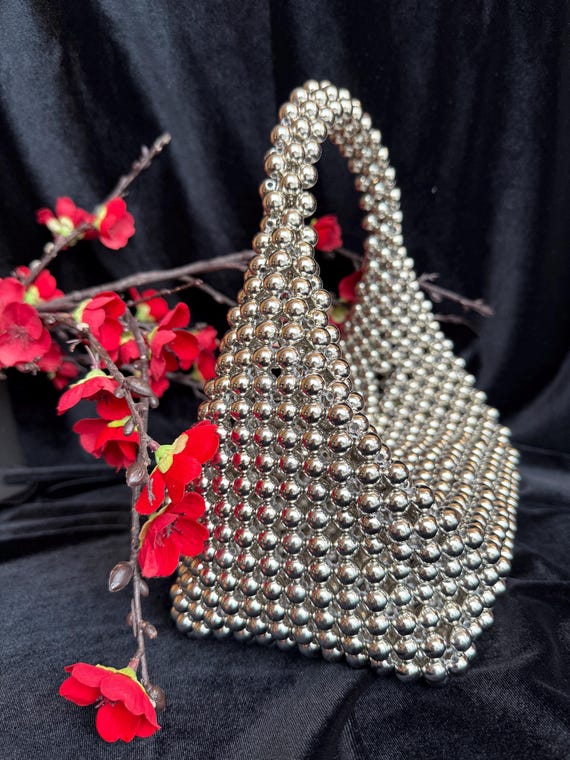 Elegant Silver Beaded Women\'s Accessory Elegant Silver Fringe Brooch With Beads- Handcrafted  main image 2