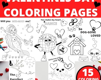 Valentine's Day Coloring Pages, Kid's Valentine Coloring Pages, Valentine Coloring Sheets, Printable Valentine Coloring Pages