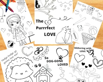 Valentine's Day Coloring Pages, Kid's Valentine Coloring Pages, Valentine Coloring Sheets, Printable Valentine Coloring Pages