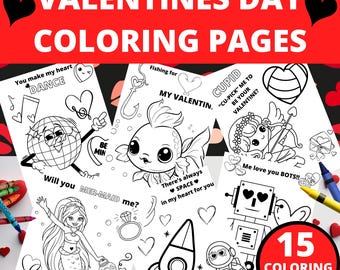Valentine's Day Coloring Pages, Kid's Valentine Coloring Pages, Valentine Coloring Sheets, Printable Valentine Coloring Pages