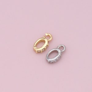 Gold Round Oval Charms,18K Gold Filled CZ Round Pendant,Oval Charm Bracelet Necklace for DIY Jewelry Making Supply