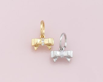 18K Gold Filled Bow Pendant,Dainty Bow Charm Bracelet Necklace for DIY Jewelry Making Supply