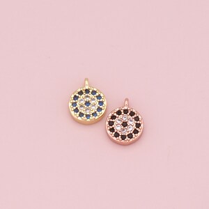 Gold Evil Eye Charms,18K Gold Filled Evil Eye Pendant,CZ Micro Pave Evil Eye Charm Bracelet Necklace for DIY Jewelry Making Supply
