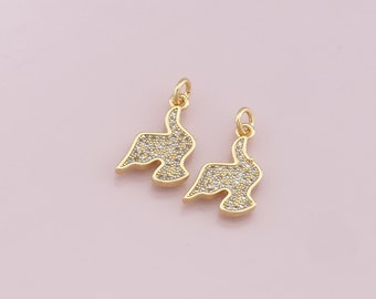 18K Gold Filled Peace Pendant,CZ Micro Pave Peace Charm Bracelet Necklace for DIY Jewelry Making Supply