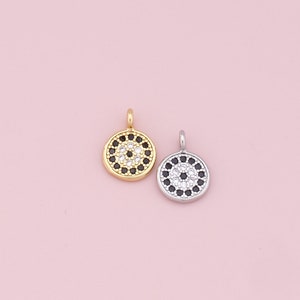 Gold Evil Eye Charms,18K Gold Filled Evil Eye Pendant,CZ Micro Pave Silver Evil Eye Charm Bracelet Necklace for DIY Jewelry Making Supply