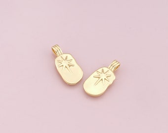 Gold Star Charms,18K Gold Filled Starburst Pendant,North Star Charm Bracelet Necklace for DIY Jewelry Making Supply