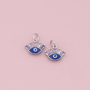 Gold Tiny Blue Evil Eye Charms,18K Gold Filled CZ Evil Eye Pendant,Evil Eye Charm Bracelet Necklace for DIY Jewelry Making Supply