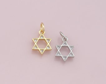 May include: Two Star of David charms, one gold and one silver, with clear crystal accents.