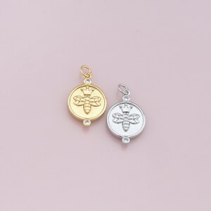 18K Gold Filled Bee Pendant,Dainty Bee Charm Bracelet Necklace for DIY Jewelry Making Supply