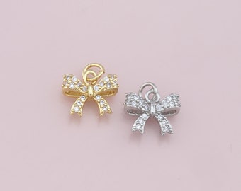 18 kt gold filled strikhanger, CZ micro effenen strik bedelarmband ketting voor het maken van sieraden: