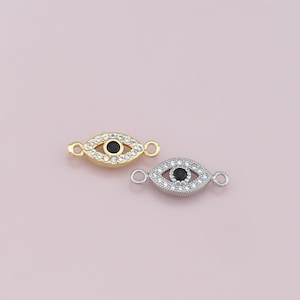 Evil Eye Connector Charms,18K Gold Filled Evil Eye Pendant,CZ Micro Pave Evil Eye Charm Bracelet Necklace for DIY Jewelry Making Supply