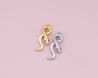 Gold Snake Charms, 18K Gold Filled CZ Snake Hanger, Silver Snake Charms Armband Ketting voor DIY Sieraden Maken Supply