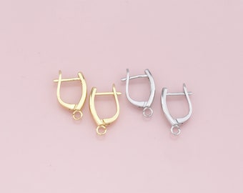 1pair 18K Gold Filled earring components,Gold Earrings,Dainty Hoops Huggie,Gold Huggies Hoop Earrings
