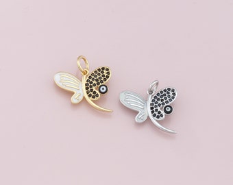 18K Gold Filled Dragonfly Pendant,Dragonfly Evil Eye Charm Bracelet Necklace for DIY Jewelry Making Supply