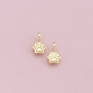Gold Tiny Paw Charms,18K Gold Filled Cat Paw Pendant,Dog Paw Charm Bracelet Necklace for DIY Jewelry Making Supply