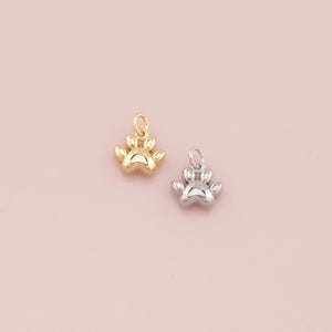 18K Gold Filled Paw Pendant,Dainty Cat Dog Paw Charm Bracelet Necklace for DIY Jewelry Making Supply
