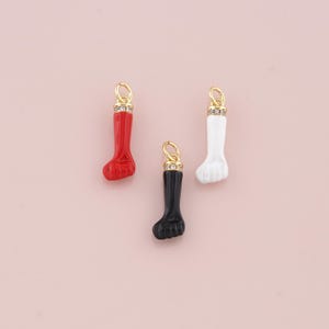 18K Gold Filled Fist Pendant,Enamel Gesture Charm Bracelet Necklace for DIY Jewelry Making Supply