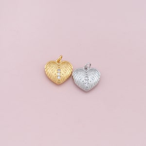 18K Gold Filled Heart Wings Pendant,Angel Wings Charm Bracelet Necklace for DIY Jewelry Making Supply