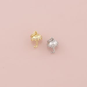 18K Gold Filled Umbrella Pendant,CZ Micro Pave Umbrella Charm Bracelet Necklace for DIY Jewelry Making Supply