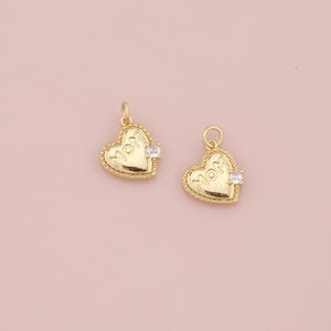 18K Gold Filled Mom Pendant,CZ Micro Pave Heart Charm Bracelet Necklace for DIY Jewelry Making Supply