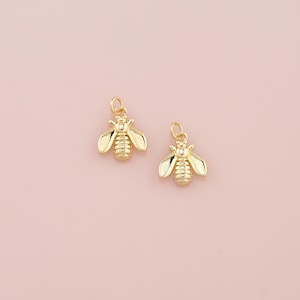 18K Gold Filled Bee Pendant,Dainty Insect Charm Bracelet Necklace for DIY Jewelry Making Supply