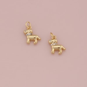 Ciondolo a forma di cane riempito in oro 18 carati, collana con ciondolo a forma di animale per la creazione di gioielli fai da te