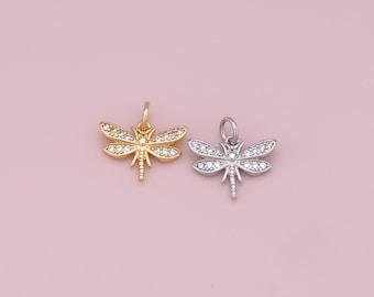 Gold Dragonfly Charms,18K Gold Filled Dragonfly Pendant,Silver Dragonfly Charm Bracelet Necklace for DIY Jewelry Making Supply