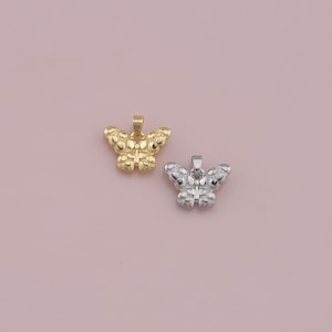 Colgante de mariposa relleno de oro de 18 quilates, collar de pulsera con dije de mariposa para fabricación de joyas DIY