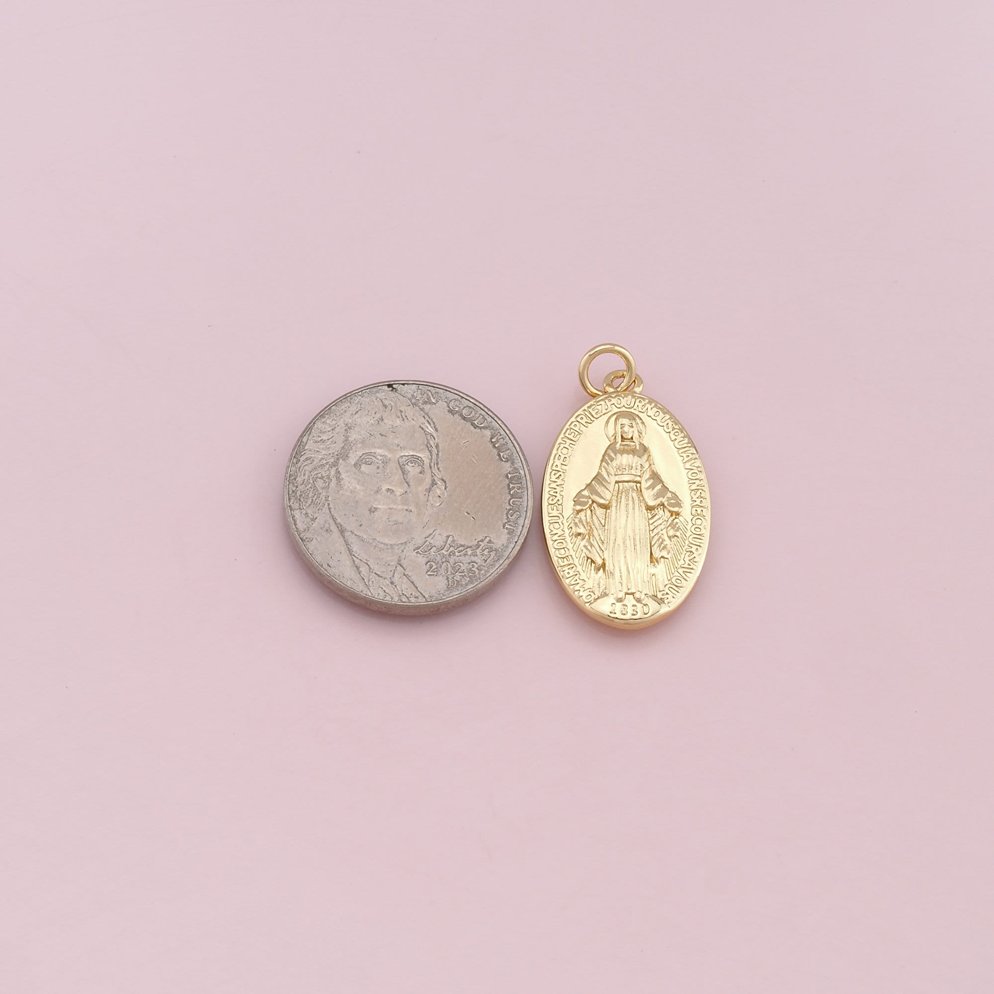 18 Karat Gold gefüllter Anhänger der Jungfrau Maria, religiöses Charm-Armband, Halskette für die Herstellung von DIY-Schmuck