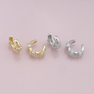 1pair Hoop Ear Clip, 18K Gold Filled Dainty Hoop Earrings,CZ Ear Cuff No Piercing,Cartilage Earring,Ear Wrap Earrings