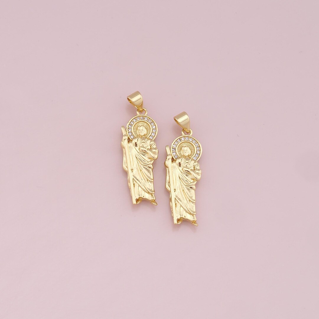 18K Gold Filled Saint Jude Pendant,saint Jude Charm Bracelet Necklace ...