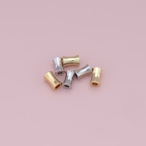 Gold Barrel Beads Charms,18K Gold Filled Tube Bracelet Necklace for DIY Jewelry Making Supply hole 2.5mm