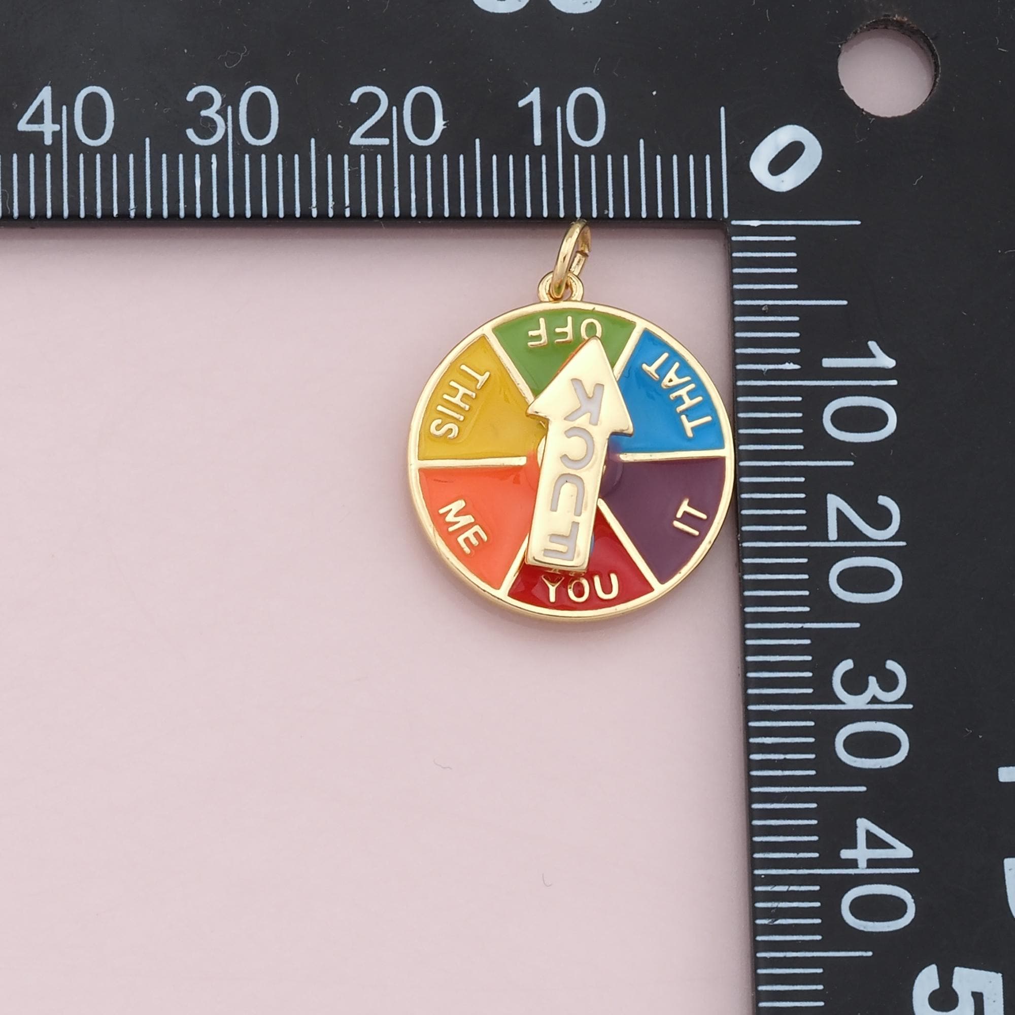 Gold Spinner Fuck Charms,18k Gold Filled Mood Pendant,funny