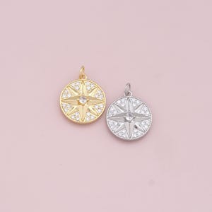 Dijes de estrella dorada, colgante de estrella de circonita cúbica rellena de oro de 18 quilates, pulsera con dije de estrella del norte para fabricación de joyas DIY