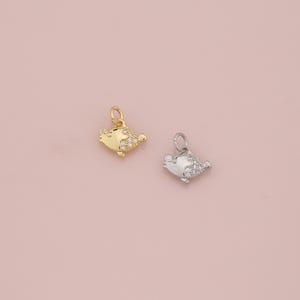 18K Gold Filled Fish Pendant,CZ Micro Pave Fish Charm Bracelet Necklace for DIY Jewelry Making Supply