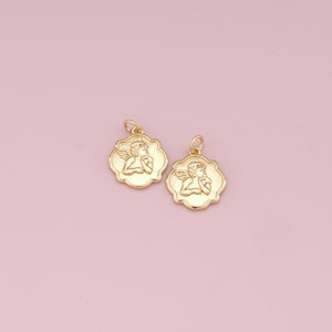 18K Gold Filled Angel Pendant,Angel Charm Bracelet Necklace for DIY Jewelry Making Supply