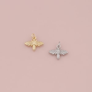 18K Gold Filled Bee Pendant,Dainty Insect Charm Bracelet Necklace for DIY Jewelry Making Supply