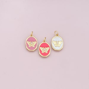 Colgante de mariposa relleno de oro de 18 quilates, collar de pulsera con dije de mariposa esmaltada para suministro de joyería DIY