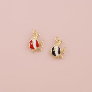 18K Gold Filled Fish Pendant,Enamel Fish Charm Bracelet Necklace for DIY Jewelry Making Supply