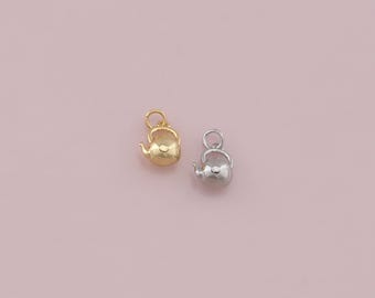 Pingente de bule de chá preenchido com ouro 18K, colar de pulseira com pingente de chaleira delicada para fabricação de joias faça você mesmo