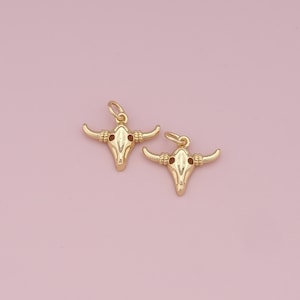 Gold Bull Head Charms,18K Gold Filled Bull Head Pendant,Bull Head Charm Bracelet Necklace for DIY Jewelry Making Supply