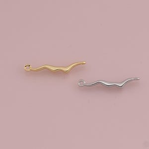 Wave Connector,18K Gold Filled Wave Pendant,Dainty Wave Charm Bracelet Necklace for DIY Jewelry Making Supply