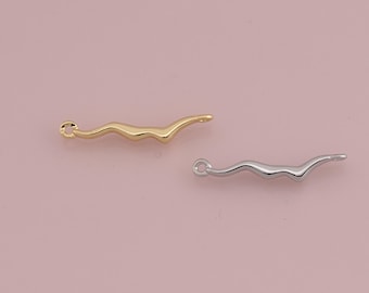 Wellenstecker, 18K Gold Füllte Welle Anhänger, Zierliche Welle Charme Armband Halskette für DIY Schmuckherstellung Versorgung