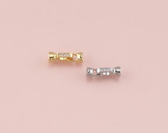 18k Gold Filled Interlocking Clasp,Connector End Cap Clasp for DIY Jewelry Finding Necklace Bracelet