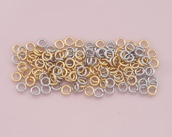 100pcs 18K Gold Thickened Jump Rings,Dainty O Shaped Open Jump Rings Bulk,Gold Split Rings for DIY Jewelry Making Supply Findings
