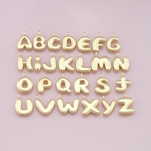 Pingente de letra preenchido com ouro 18K, pulseira com pingente inicial para fabricação de joias faça você mesmo