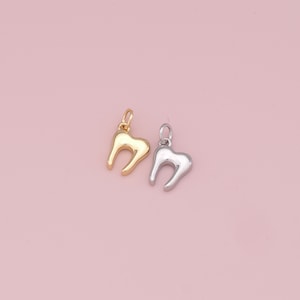 Gold Teeth Charms,18K Gold Filled Teeth Pendant,Teeth Charm Bracelet Necklace for DIY Jewelry Making Supply