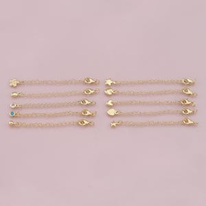 18K Gold Filled Chain Extender for Necklace Bracelet Supply Component Findings Extenders Lobster Claw Clasps with Gold Extender Chain