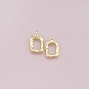 18K Gold Filled Rectangle Pendant,Dainty Rectangle Charm Bracelet Necklace for DIY Jewelry Making Supply